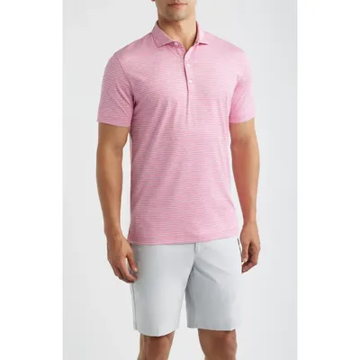 johnnie-O johnnie-O Michael Stripe Performance Golf Polo in Punch — Men Spring pink Tops
