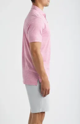 johnnie-O johnnie-O Michael Stripe Performance Golf Polo in Punch — Men Spring pink Tops