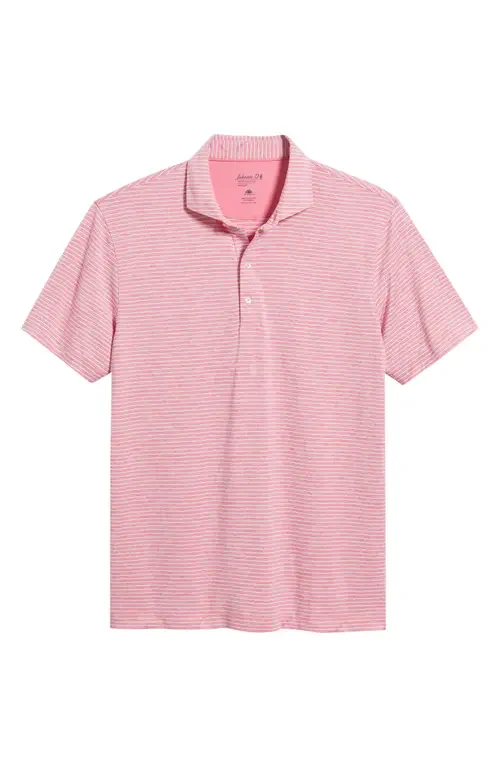 johnnie-O johnnie-O Michael Stripe Performance Golf Polo in Punch — Men Spring pink Tops