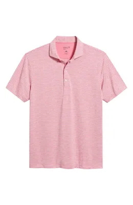 johnnie-O johnnie-O Michael Stripe Performance Golf Polo in Punch — Men Spring pink Tops