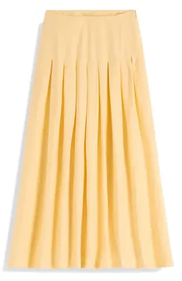Boden Boden Valentina Linen Midi Skirt in Sunlight Yellow — Women Spring beige Skirts
