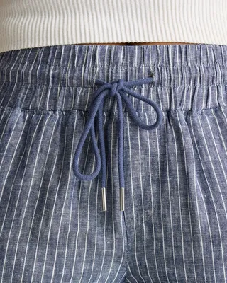 Quince Quince | Women's 100% European Linen Wide Leg Pants in Chambray Stripe — Women Summer grey Trousers & Chinos