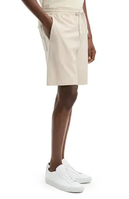 Theory Theory Cotton Terry Cloth Drawstring Shorts in Warm Silver Cloud — Men Spring white Shorts