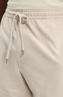 Theory Theory Cotton Terry Cloth Drawstring Shorts in Warm Silver Cloud — Men Spring white Shorts