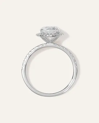 Quince Quince Women's Lab Grown Diamond Round Halo Pave Engagement Ring 1.50ct in White Gold — Women Summer white Accessories