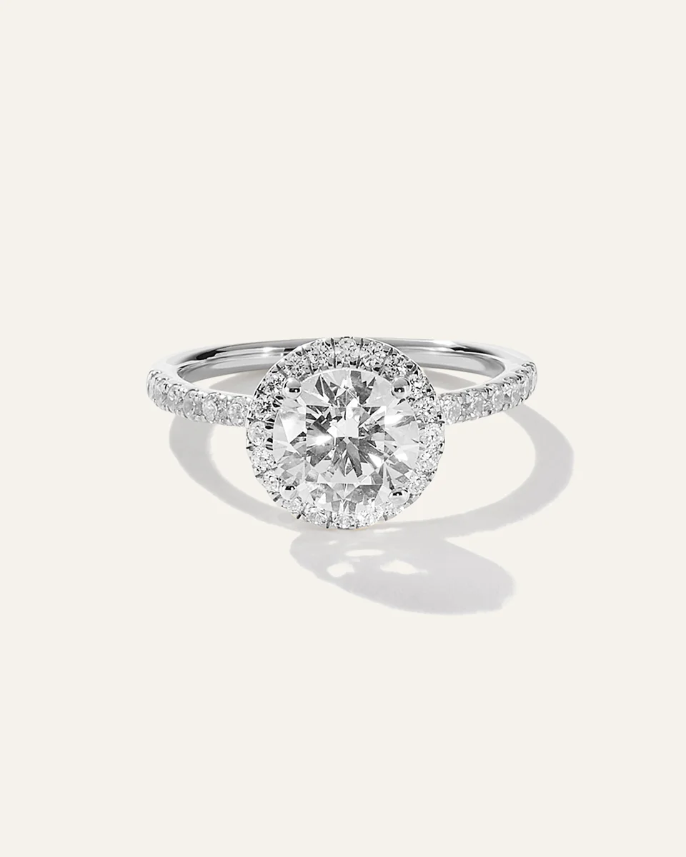 Quince Quince Women's Lab Grown Diamond Round Halo Pave Engagement Ring 1.50ct in White Gold — Women Summer white Accessories