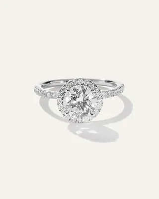 Quince Quince Women's Lab Grown Diamond Round Halo Pave Engagement Ring 1.50ct in White Gold — Women Summer white Accessories
