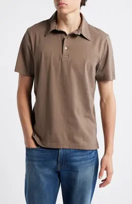 AG AG Bryce Short Sleeve Polo in Soft Mushroom — Men Autumn grey Tops