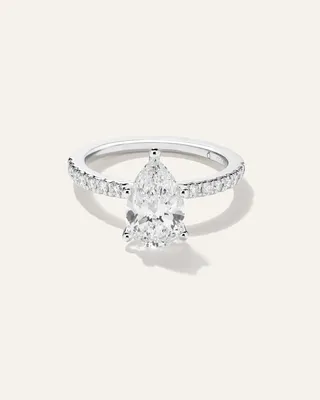 Quince Quince | Women's Lab Grown Diamond Pear Petite Pave Engagement Ring 2ct in Platinum — Women Summer white Accessories