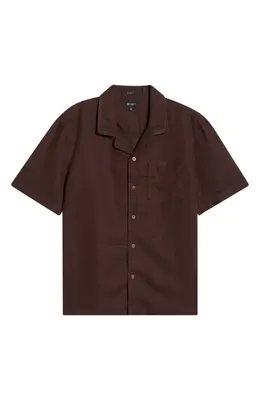 AG AG Foster Linen & Cotton Camp Shirt in Oak Barrel — Men Autumn chocolate Button-Down Shirts