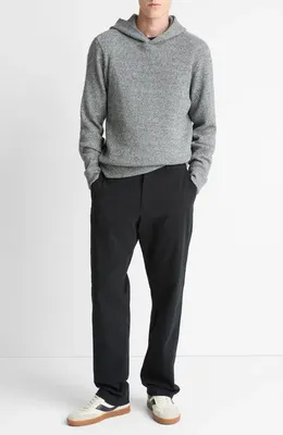 Vince Vince Brushed Waffle Texture Pullover Hoodie in Heather Black — Men Winter grey Sweatshirts & Hoodies