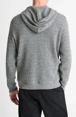 Vince Vince Brushed Waffle Texture Pullover Hoodie in Heather Black — Men Winter grey Tops
