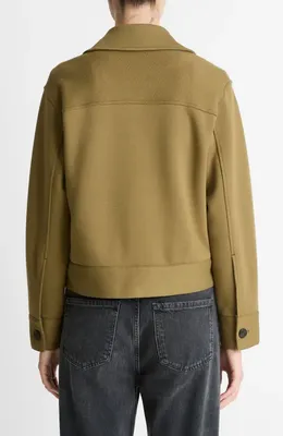 Vince Vince Crop Jacket in Dark Olive Stone — Women Autumn khaki Outerwear