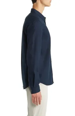 FRAME FRAME Brushed Cotton Blend Button-Up Shirt in Midnight Blue — Men Winter navy Tops