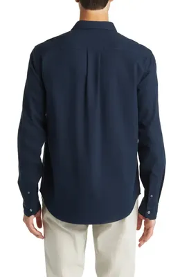 FRAME FRAME Brushed Cotton Blend Button-Up Shirt in Midnight Blue — Men Winter navy Tops