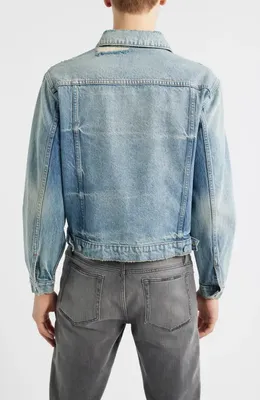 FRAME FRAME Distressed Denim Jacket in Shortstop — Men Summer grey Outerwear