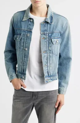FRAME FRAME Distressed Denim Jacket in Shortstop — Men Summer grey Outerwear