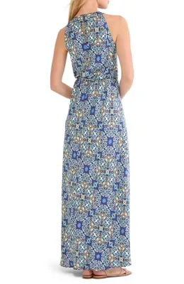 NIC+ZOE NIC+ZOE Becca Filigree Tile Sleeveless Dress in Blue Multi — Women Summer blue Dresses