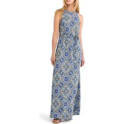 NIC+ZOE NIC+ZOE Becca Filigree Tile Sleeveless Dress in Blue Multi — Women Summer blue Dresses