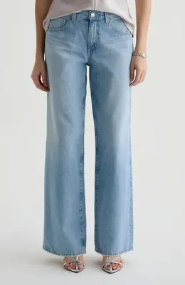 AG Adria Low Rise Baggy Wide Leg Jeans in Mondrian — Women Summer silver Pants