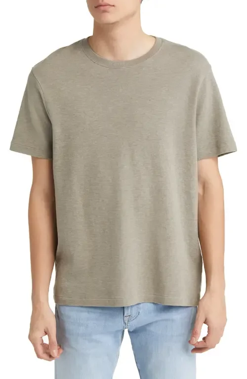FRAME FRAME Duo Fold Cotton T-Shirt in Heather Dark Beige — Men Autumn tan Tops