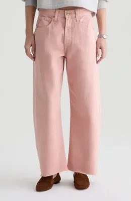 AG AG Hattie Raw Hem High Waist Crop Barrel Jeans in Sulfur Sparkling Rose — Women Spring pink Pants