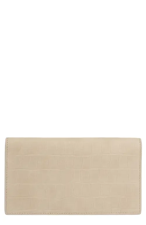 Vince Vince Continental Croc Embossed Nubuck Leather Wallet in Marzipan — Women Spring beige Accessories