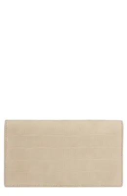 Vince Vince Continental Croc Embossed Nubuck Leather Wallet in Marzipan — Women Spring beige Accessories