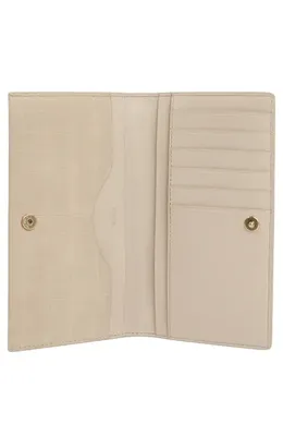 Vince Vince Continental Croc Embossed Nubuck Leather Wallet in Marzipan — Women Spring beige Accessories