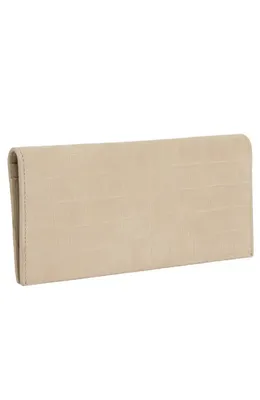 Vince Vince Continental Croc Embossed Nubuck Leather Wallet in Marzipan — Women Spring beige Accessories