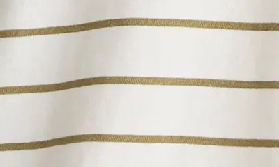 Vince Vince Stripe Johnny Collar Polo in Olive Stone Combo — Women Autumn white Tops