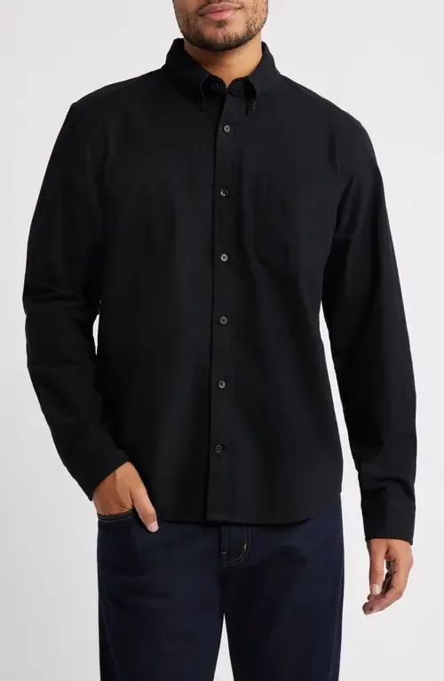 AG AG Dean Classic Fit Button-Down Shirt in True Black — Men Winter black Tops