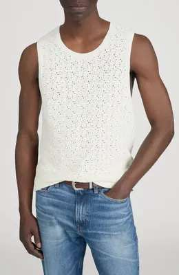 FRAME FRAME Open Stitch Sleeveless Sweater in Off White — Men Spring white Tops