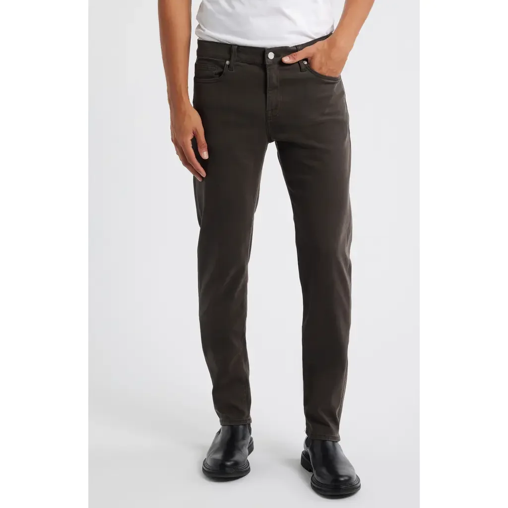 FRAME FRAME L'Homme Slim Fit Five-Pocket Twill Pants in Dark Chocolate — Men Winter black Pants