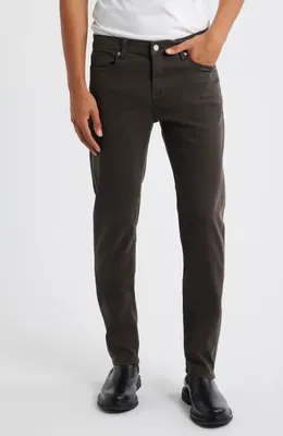 FRAME FRAME L'Homme Slim Fit Five-Pocket Twill Pants in Dark Chocolate — Men Winter black Pants