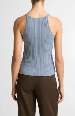 Vince Vince Variegated Rib Tank in Azul — Women Summer grey Tank Tops & Camis