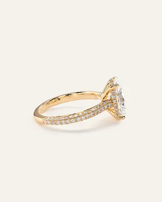 Quince Quince | Women's Lab Grown Diamond Oval Pave Cathedral Engagement Ring 3ct in Yellow Gold — Women Spring yellow Accessories