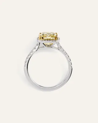 Quince Quince | Women's 14K Gold Yellow Lab Grown Diamond Cushion Halo Engagement Ring 3ct in Multicolor — Women Autumn yellow Accessories