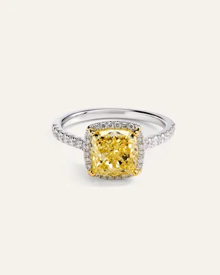 Quince Quince | Women's 14K Gold Yellow Lab Grown Diamond Cushion Halo Engagement Ring 3ct in Multicolor — Women Autumn yellow Accessories
