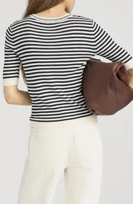 FRAME FRAME The Cruise Rib Sweater in Cream Multi — Women Winter navy Tops