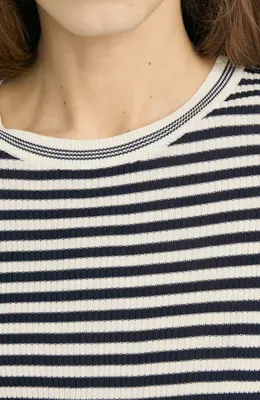FRAME FRAME The Cruise Rib Sweater in Cream Multi — Women Winter navy Tops