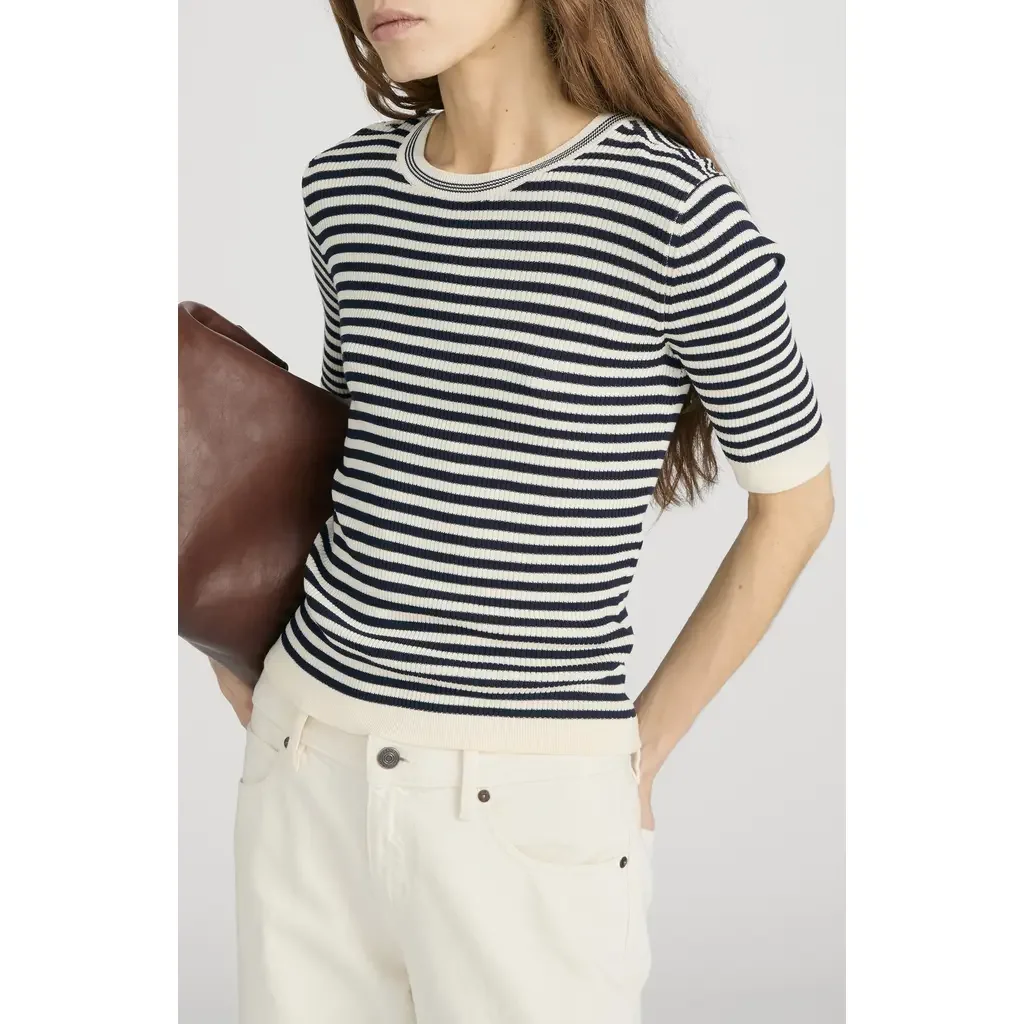 FRAME FRAME The Cruise Rib Sweater in Cream Multi — Women Winter navy Tops