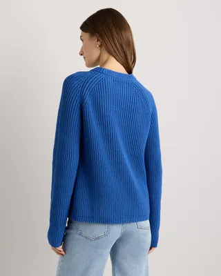 Quince Quince | Women's Fisherman Crew Sweater in Sapphire Blue — Women Summer blue Sweaters & Knits