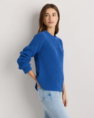 Quince Quince | Women's Fisherman Crew Sweater in Sapphire Blue — Women Summer blue Sweaters & Knits