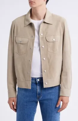 FRAME FRAME Suede Trucker Jacket in Oxford Beige — Men Autumn beige Outerwear