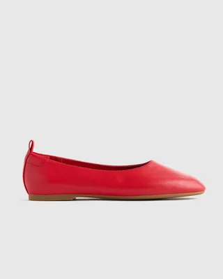 Quince Quince | Women's Italian Leather Glove Ballet Flat in Cherry — Women Spring red Accessories