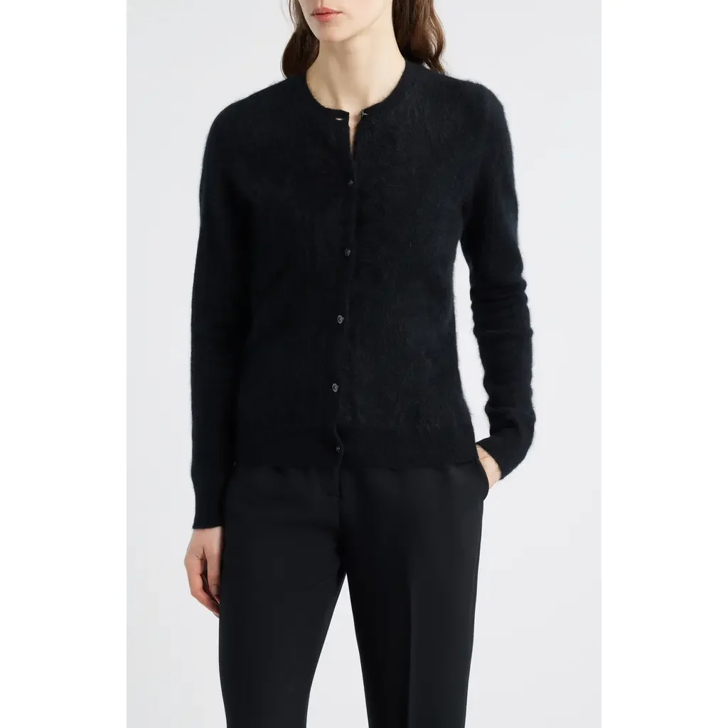 Theory Theory Brushed Cashmere Cardigan in Black — Women Winter black Tops
