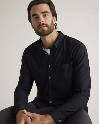 Quince Quince | Men's ProPique Performance Button Down in Black — Men Winter black Athletic Tops