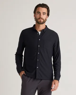 Quince Quince | Men's ProPique Performance Button Down in Black — Men Winter black Athletic Tops