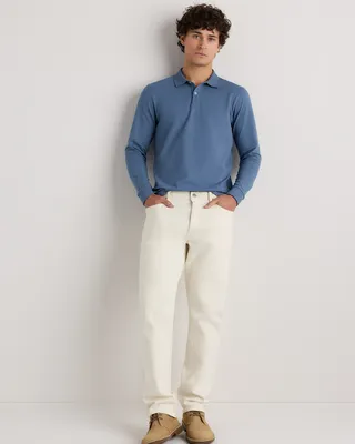 Quince Quince | Men's Long Sleeve Pique Polo in Sailor Blue — Men Summer blue Polos
